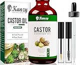 Kanzy Rizinusöl Kaltgepresst 100ml, Castor Oil for Hair Growth Natürlich Rizinus Öl für Körper, Haare, Nägel, Wimpern, Augenbrauen