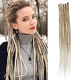 20” Thin 0.6cm Dreadlocks Extensions Single Ended 15 Strands/Packs Brown to Blonde Soft Synthetic Faux Dreads Reggae Crochet Braided Dread Extensions