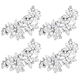 Wanmu 4 Stück Haarschmuck Silber, Braut Strass Kristall Blume Haarspangen, Vintage Glänzende Hochzeit Haarnadel Kopfbedeckung für Damen, Frauen, Mädchen, Bridal