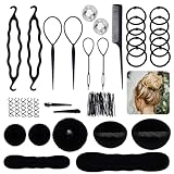 Oiomniv Haarstyling-Tools Set für Damen - All-in-One DIY Flecht- & Dutt-Set, Haaraccessoires für Hochsteckfrisuren, Pferdeschwänze & Zöpfe, einfac (Schwarz 1)