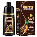 Haarfarbe Dunkelbraun Haarfärbeshampoo für Graues Haar, Sofort Haarfarben für Männer und Frauen, Natürlich und Langanhaltend Farbshampoo, Hair Dye Shampoo 3 in 1, Hair Color, 500ml