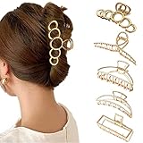 5 Stück Haarklammern, Haarklammer Groß Dickes Haar, Rutschfeste Haarklammer Metall, Gold Haarspange für Damen, Haarklammern für Dünnes Haar, Hair Clip Haarkralle (Metall C)