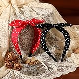 2 Stück Breite Haarbänder für Damen, Rot Haarreif Rutschfest Schleife Haare Haarband Vintage Stirnband Kopfbedeckungen Frauen Rockabilly Accessoires Haarzubehör Rutschfester Haarschmuck für Alltag